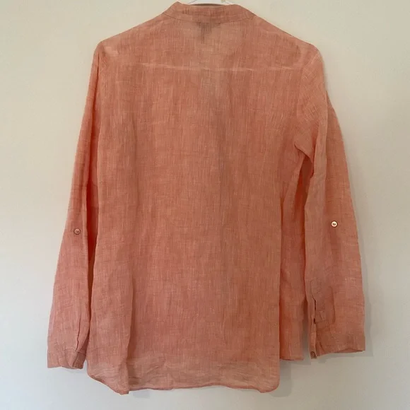Nic + Zoe 100% Linen Button Down XS Peach Casual Spring Effortless Natural Fiber - Picture 5 of 6